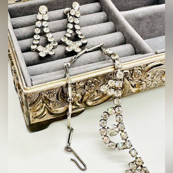 Vintage Rhinestone Jewelry Necklace Set - Picture 10 of 16